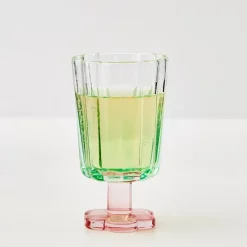 Posie Ribbed Wine Glass Green