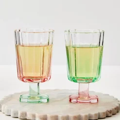 Posie Ribbed Wine Glass Green