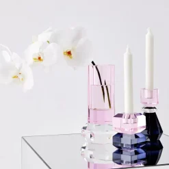 Queen Crystal Taper Candle Holder Black Pink