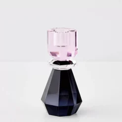 Queen Crystal Taper Candle Holder Black Pink