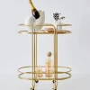 Retro Two-Tier Metal Bar Cart Gold