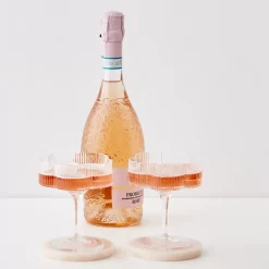 Ribbed Flower Champagne Glass Set Of 2