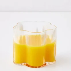 Ribbed Flower Glass Tumbler Wide