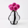 Ribboned Coloured Glass Vase White/Black