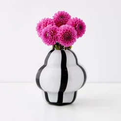 Ribboned Coloured Glass Vase White/Black
