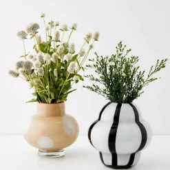 Ribboned Coloured Glass Vase White/Black