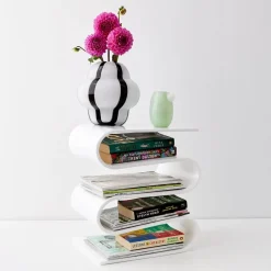 Ribboned Coloured Glass Vase White/Black