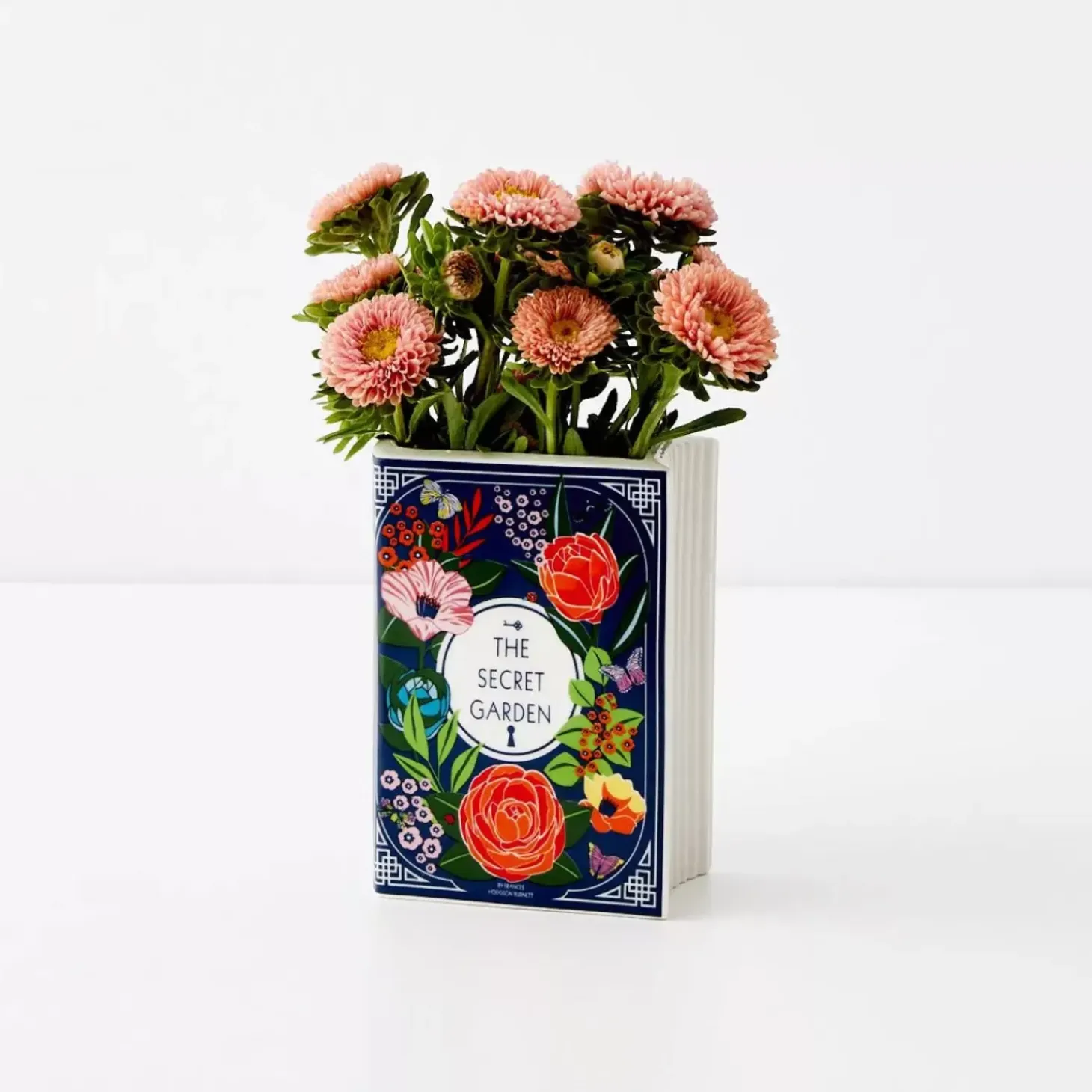 Secret Garden Ceramic Book Vase Navy