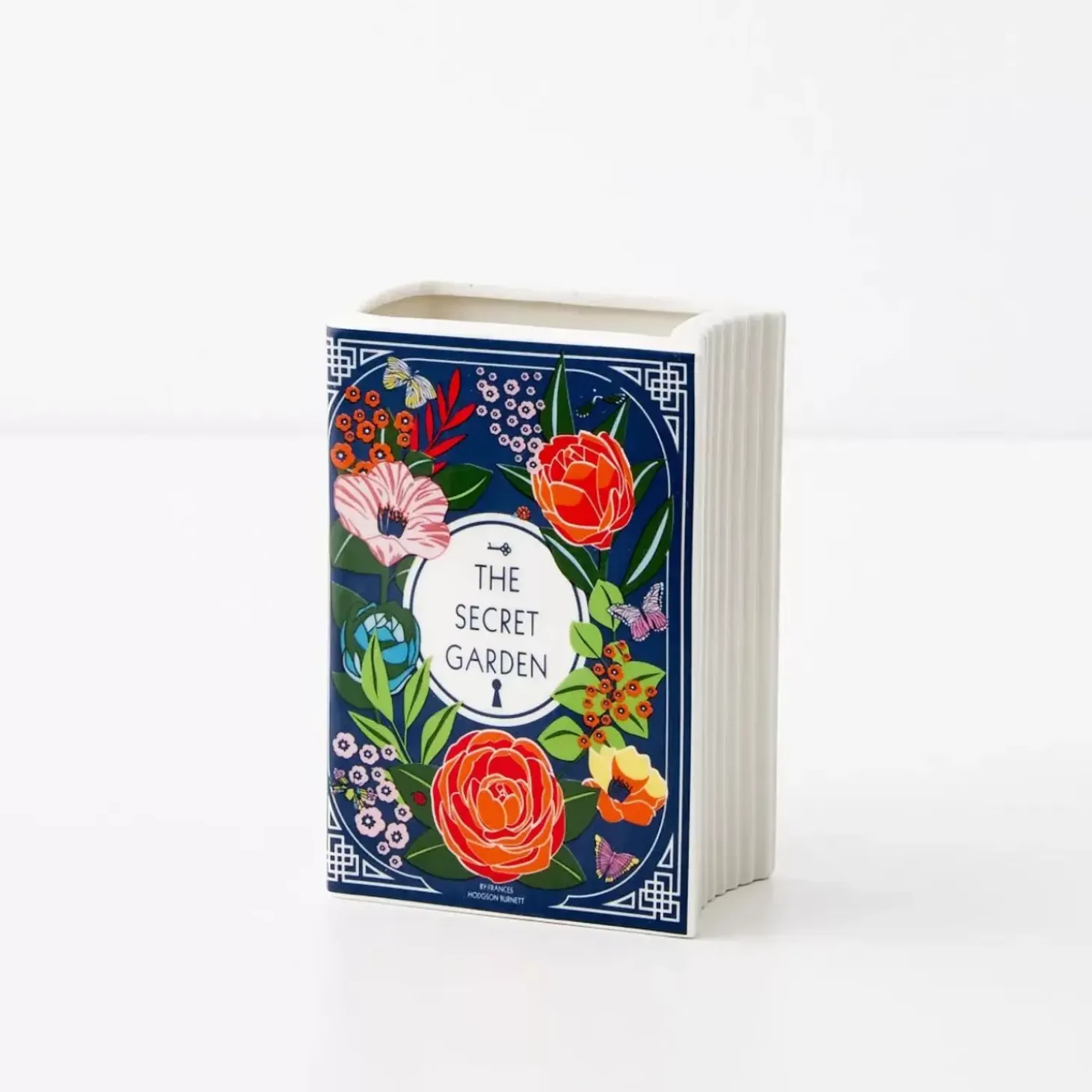 Secret Garden Ceramic Book Vase Navy