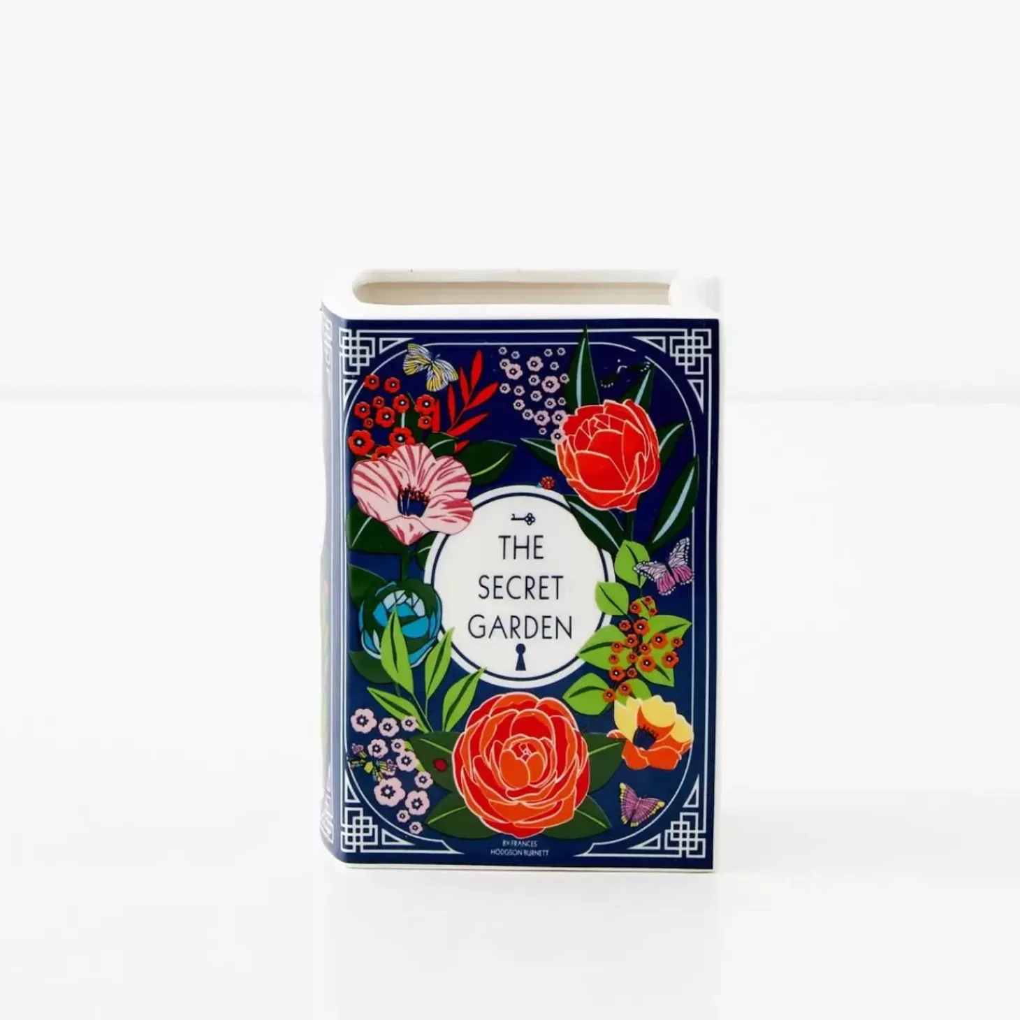 Secret Garden Ceramic Book Vase Navy