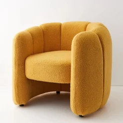 Shell Fabric Accent Chair Mustard