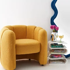 Shell Fabric Accent Chair Mustard
