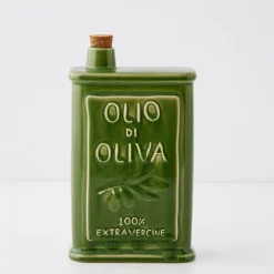 Sicilian Ceramic Olive Oil Bottle Green