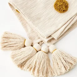 Spring Cotton Throw Blanket Off White