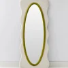 Squiggle Wavy Velvet Full Length Mirror Cream/Green