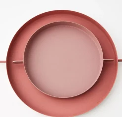 Stackable Metal Serving Tray Set Of 2 Dusty Pink