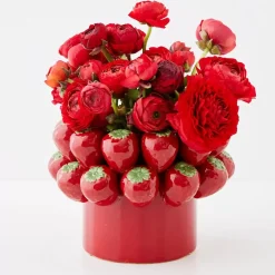 Strawberry Bouquet Ceramic Vase