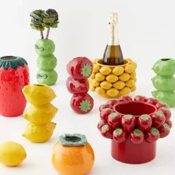 Strawberry Bouquet Ceramic Vase