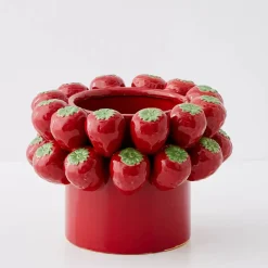 Strawberry Bouquet Ceramic Vase