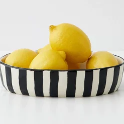 Stripe Shallow Ceramic Serving Bowl