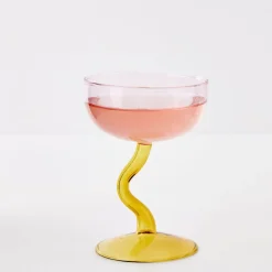 Swirl Stem Cocktail Glass Pink/Amber