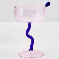 Swirl Stem Cocktail Glass Pink/Blue