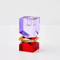 Technicolour Crystal Taper Candle Holder Purple Red