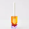 Technicolour Crystal Taper Candle Holder Amber Purple