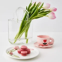 Tulip Ceramic Tea Cup And Saucer Pink