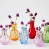 Vintage Bud Coloured Glass Vase Set 6