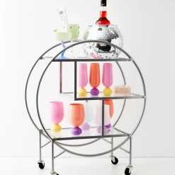 Vintage Style Bar Cart Silver