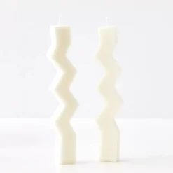 Zigzag Taper Candle White 2 Pack
